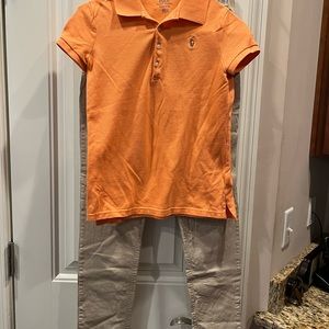 Polo Ralph Lauren Orange Polo Top 12/14 Justice Khaki Super Skinny Pants…